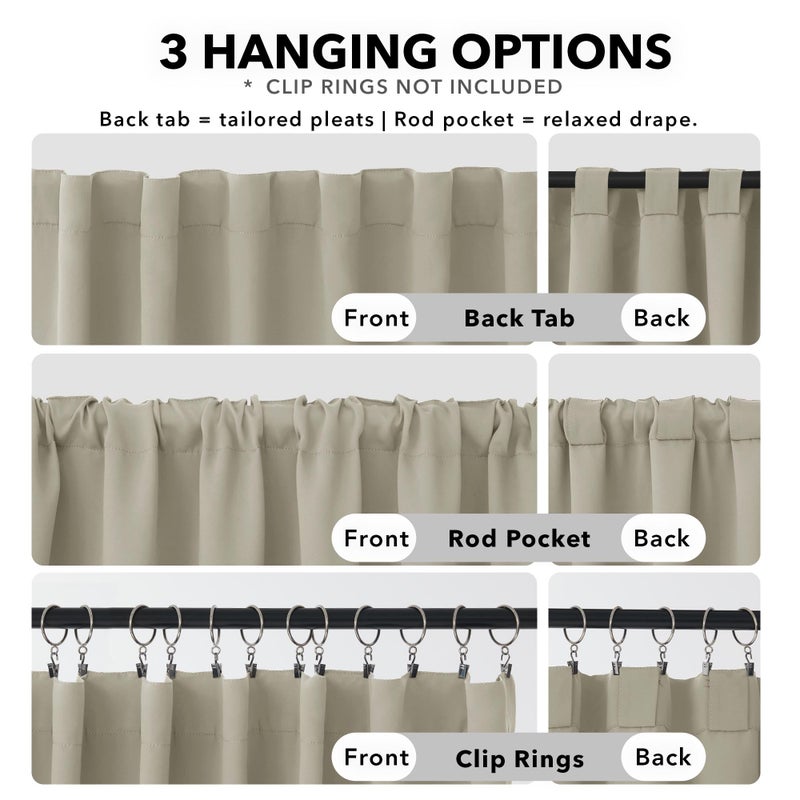Deconovo Blackout Curtains, Thermal Insulated, W42 x L54 2 Panels, Back Tab, Machine Washable, Room-Darkening Drapes for Bedroom/Living Room Light Beige - Image 2